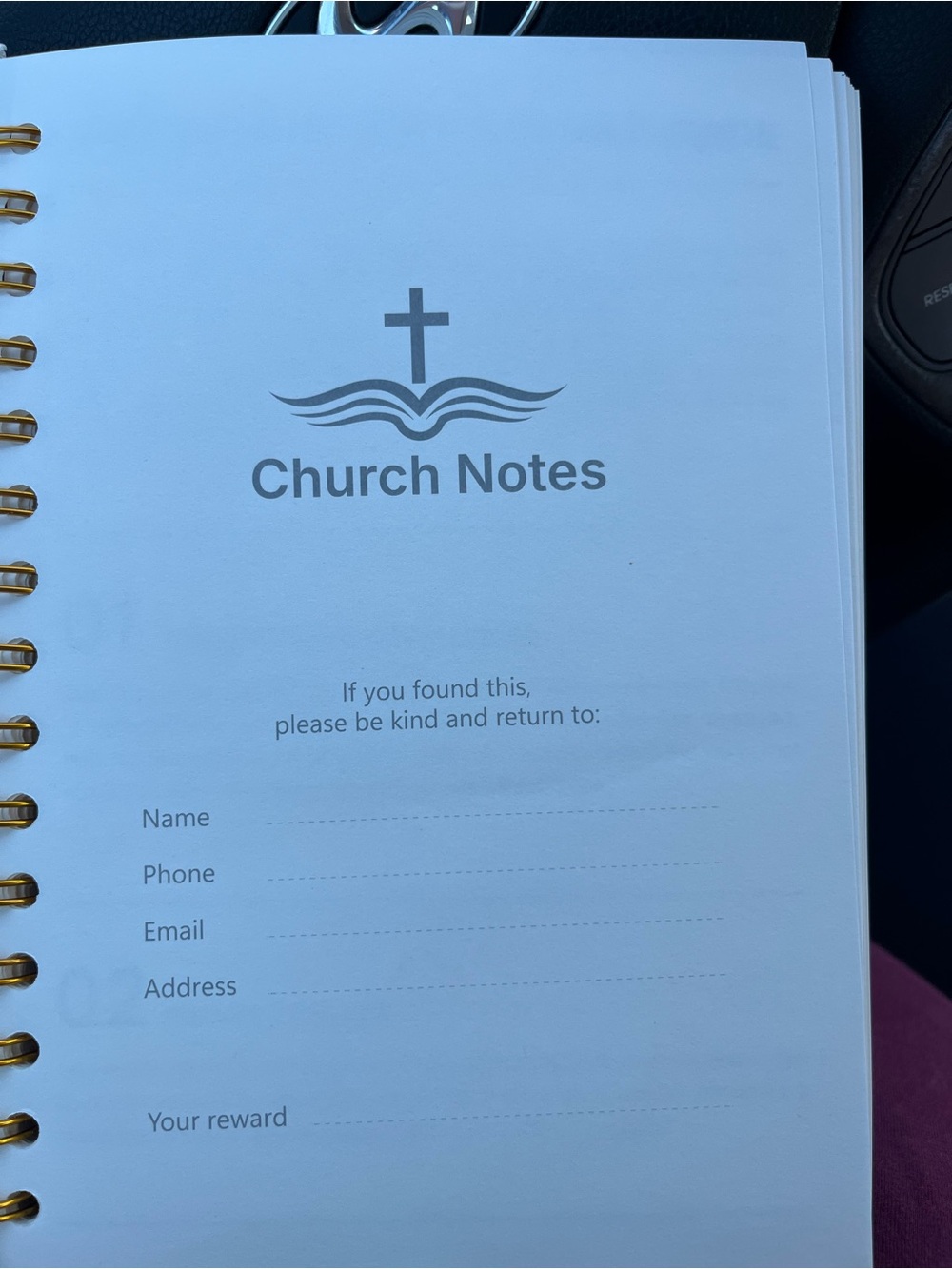 Church Notes Spiral Notebook - White with Gold Accents - Picture 2 of 5